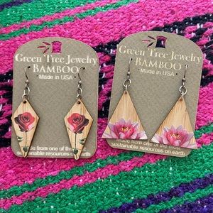 Green tree jewelry bamboo earrings